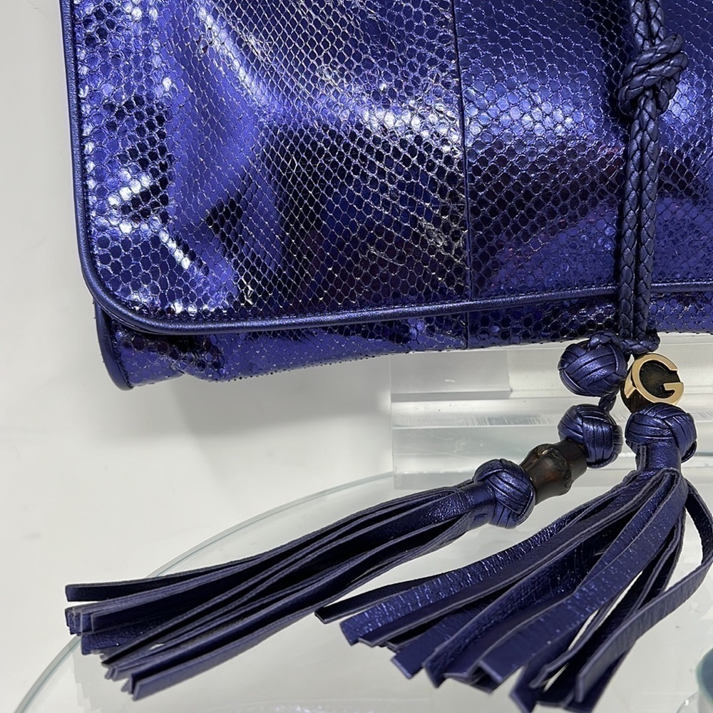 Gucci Malika Large Python Snakeskin Deep Metallic… - image 3